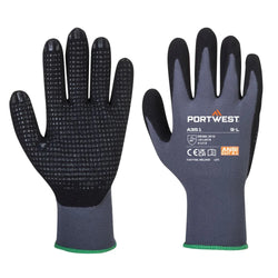 A351 Nitrile Work Gloves Palm Dipped Dermiflex plus Gloves Grey/Black, X-Large- Bannav S Bannav LLC